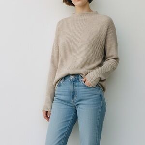 Modern Citizen Juliana Directional Sweater Medium Beige Minimalist Ribbed Knit M